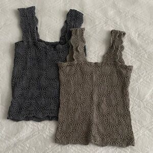 Free People Textured Tank Tops - Black and Brown